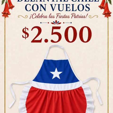 Delantal Chile con vuelos para Fiestas Patrias